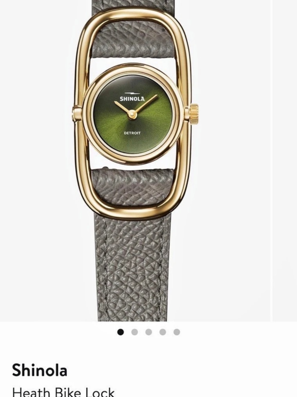 Shinola Heath Bike Lock Leather Watch with Green Face Like New